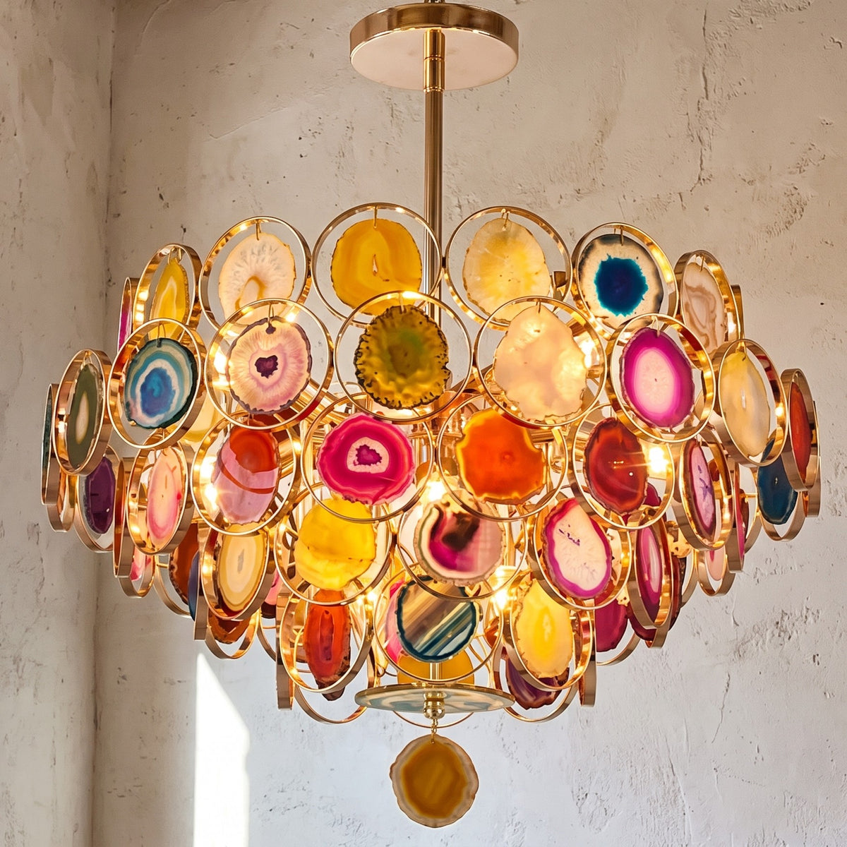 Lustre Agate Multicolore Art Déco : Éclat Luxueux pour Votre Intérieur