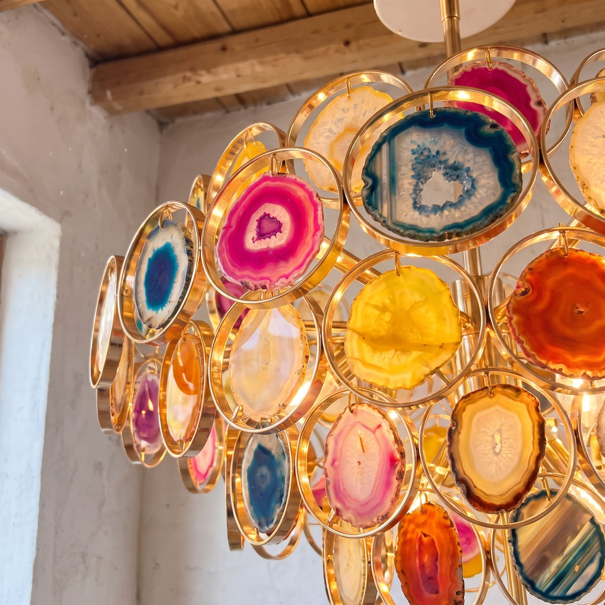 Lustre Agate Multicolore Art Déco : Éclat Luxueux pour Votre Intérieur