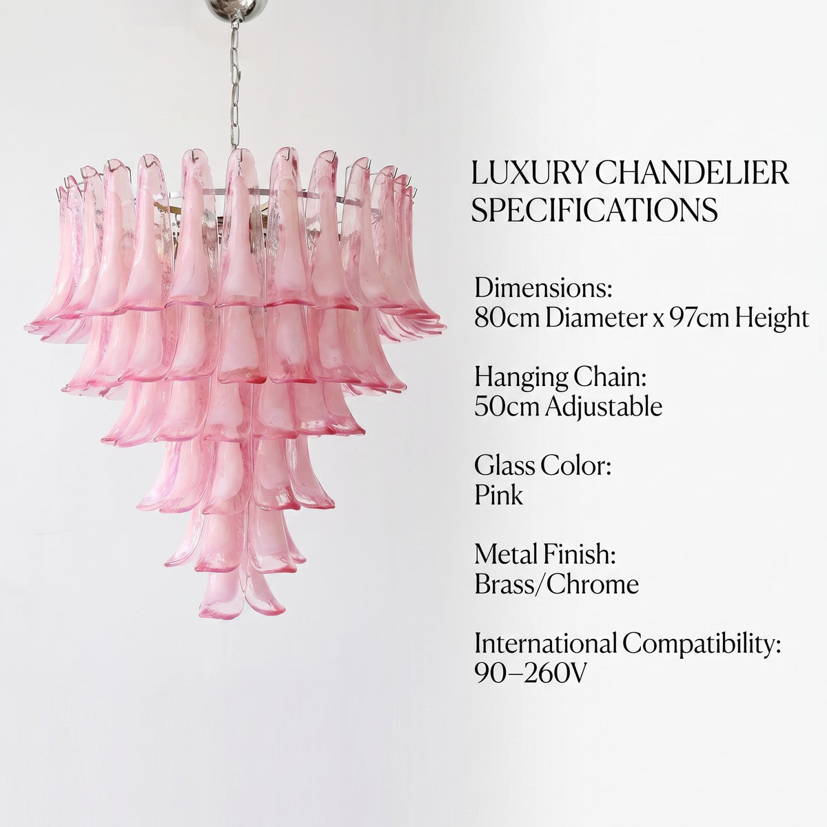 Composition florale élégante de la suspension Murano rose, une pièce de design unique pour une décoration intérieure distinguée.