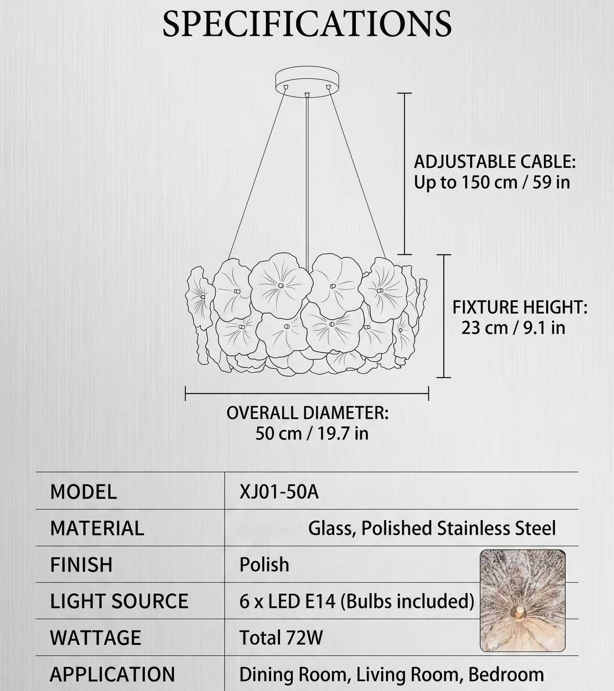Ambiance lumineuse créée par le lustre floral LED, parfait pour éclairer une table de salle à manger ou un coin lecture avec style.