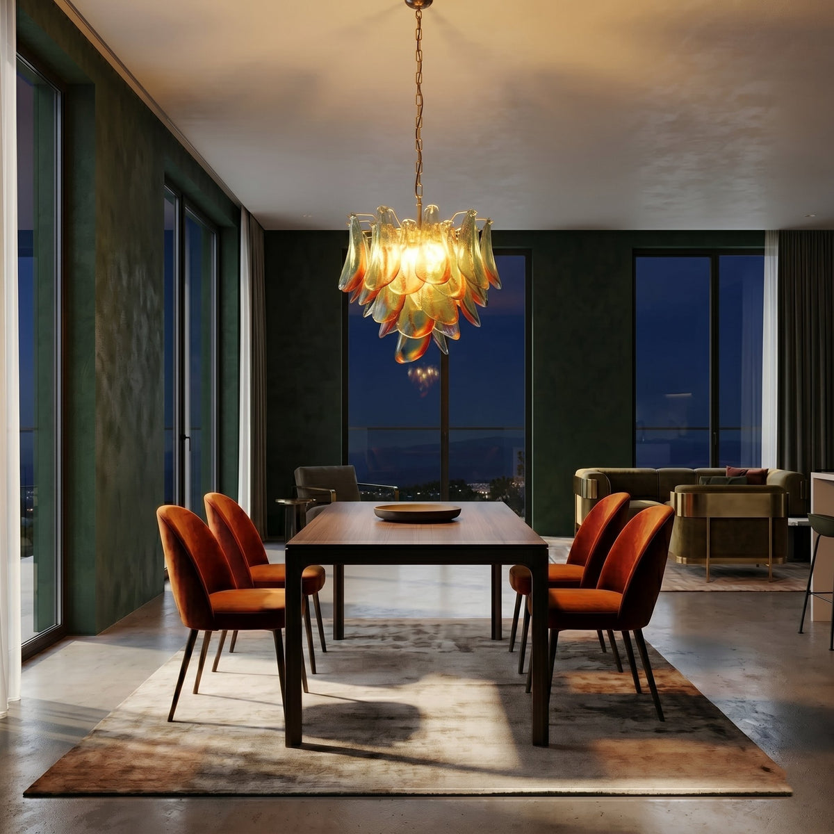 Lustre vintage avec chaîne de suspension réglable de 50 cm, offrant une flexibilité d'installation pour différentes hauteurs de plafond.